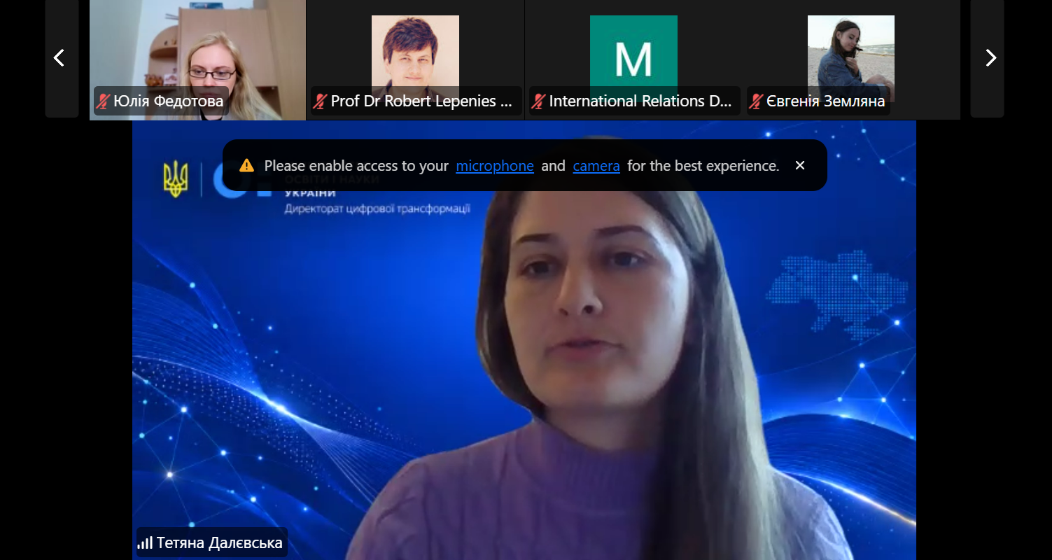 Head of the expert group on digital transformation of education and science of the Directorate of Digital Transformation of the Ministry of Education and Science of Ukraine Tetiana Dalievska